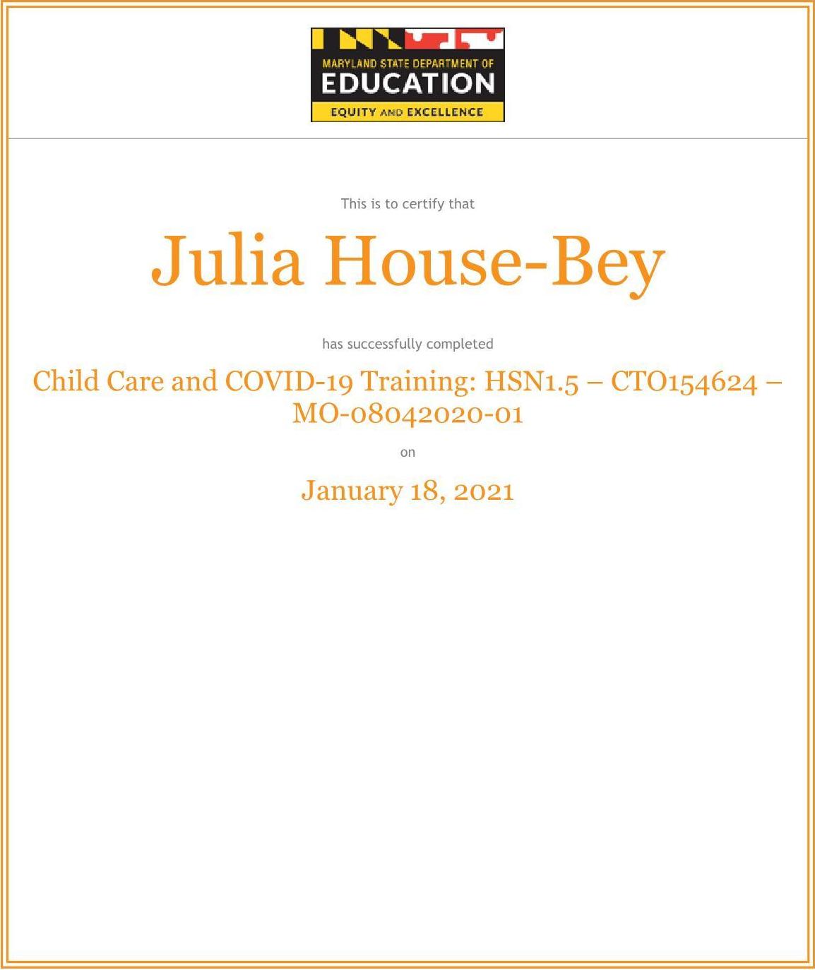 Child Care and Covid-19 Training